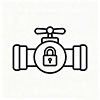 Black line-art icon representing zero leakage, featuring a sealed pipe with a lock symbol to indicate no leaks.