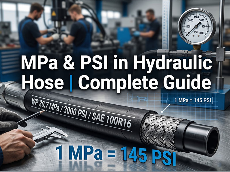 MPa PSI hydraulic hose pressure markings closeup WP 20.7 MPa 3000 PSI SAE 100R16 layline 2026 guide