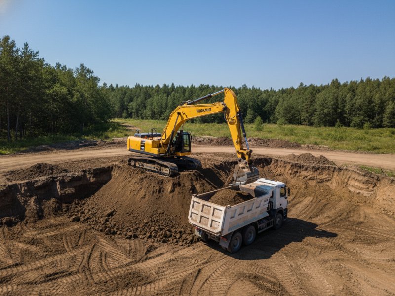 yellow-excavator-loading-dirt-dump-truck