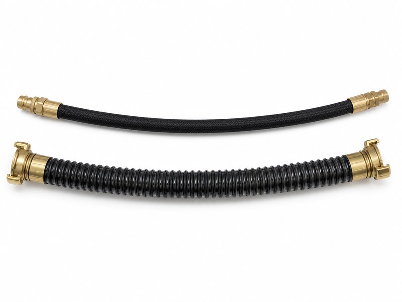 HENGHUA air delivery hose and rubber suction hose products with factory-fitted couplings on a white surface