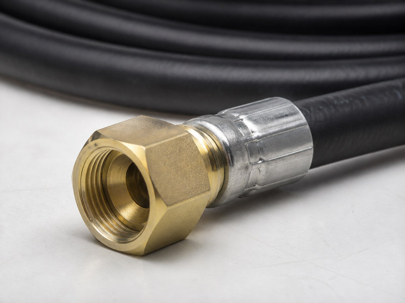 NPSM female swivel hose end fitting with 60 degree cone seat on a hydraulic hose assembly
