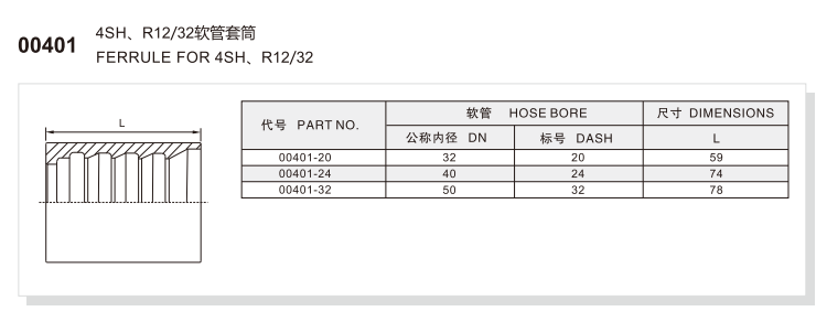 004014SH Hose Ferrule for R12 Spiral Hose Spec