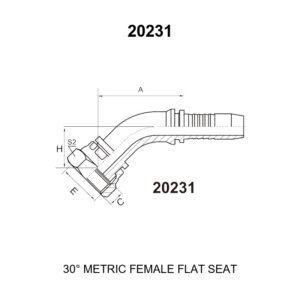 30 degree elbow metric female flat seat hydraulic hose fitting 20231 series