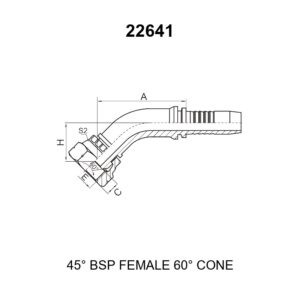 45 degree elbow bsp female 60 degree cone fitting 22641 series