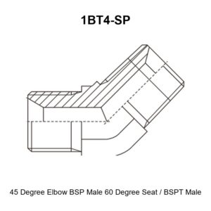 45 degree elbow BSP male 60 degree seat BSPT male hydraulic adapter 1BT4-SP
