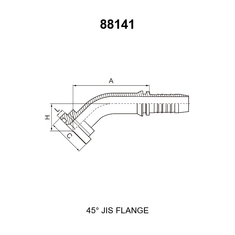 45 degree elbow JIS flange hydraulic hose fitting series 88141