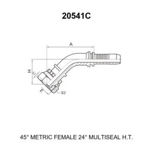 45 degree elbow metric female 24 degree multiseal heavy series hydraulic hose fitting 20541c series