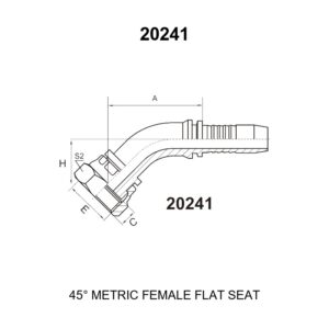 45 degree elbow metric female flat seat hydraulic hose fitting 20241 series