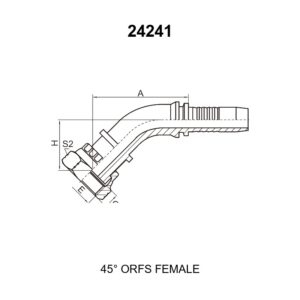 45 degree elbow ORFS female hydraulic hose fitting series 24241 with O-ring face seal