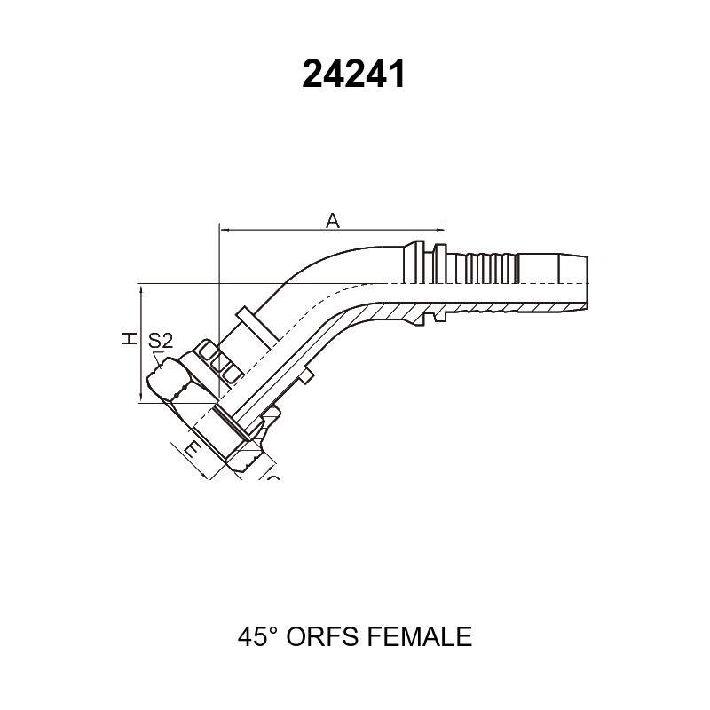 45 degree elbow ORFS female hydraulic hose fitting series 24241 with O-ring face seal