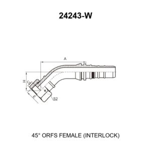 45 degree elbow ORFS female interlock hydraulic hose fitting series 24243-W