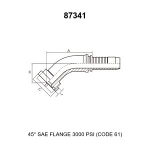 45 degree elbow SAE flange 3000 psi code 61 hydraulic hose fitting series 87341