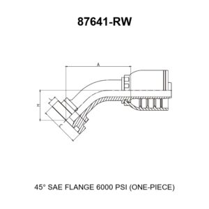 45 degree elbow SAE flange 6000 psi one-piece hydraulic hose fitting series 87641-RW