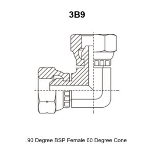 90 degree BSP female 60 degree cone hydraulic adapter 3B9