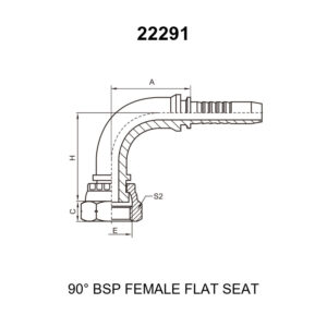 90 degree elbow bsp female flat seat fitting 22291 series