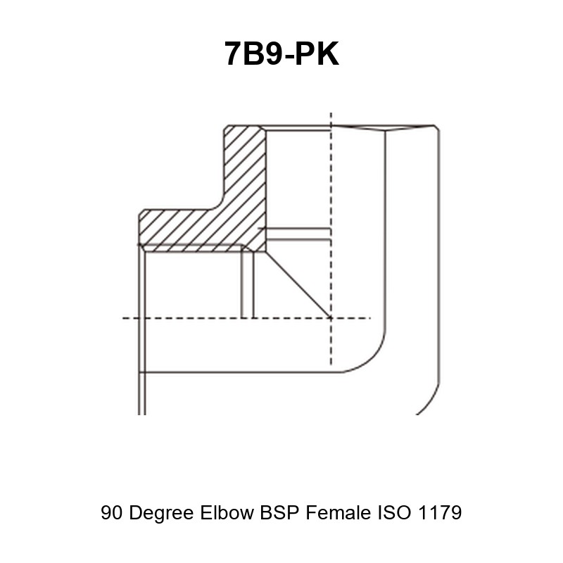 90 degree elbow BSP female ISO 1179 hydraulic adapter 7B9-PK