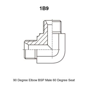 90 degree elbow BSP male 60 degree seat hydraulic adapter 1B9