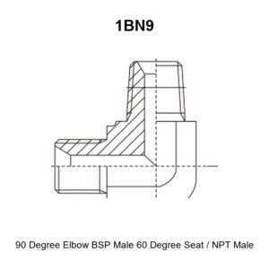 90 degree elbow BSP male 60 degree seat NPT male hydraulic adapter 1BN9