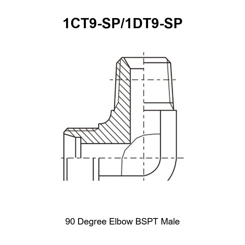 90 degree elbow BSPT male hydraulic adapter 1CT9-SP/1DT9-SP