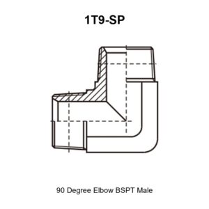 90 degree elbow BSPT male hydraulic adapter 1T9-SP