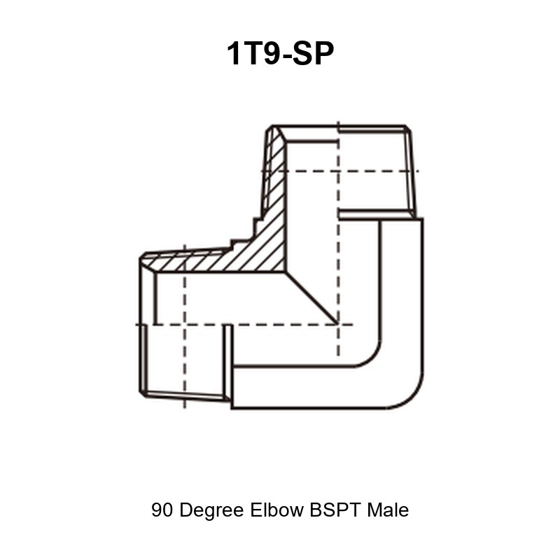 90 degree elbow BSPT male hydraulic adapter 1T9-SP