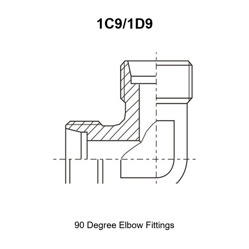 90 degree elbow fittings hydraulic adapter 1C9/1D9