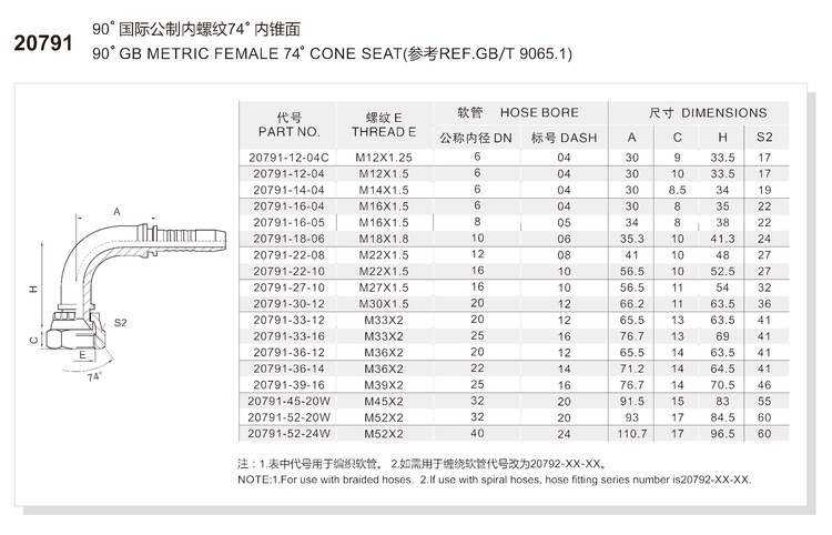 90 degree elbow gb metric female 74 degree cone seat hydraulic hose fitting 20791 series spec
