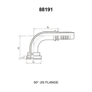 90 degree elbow JIS flange hydraulic hose fitting series 88191