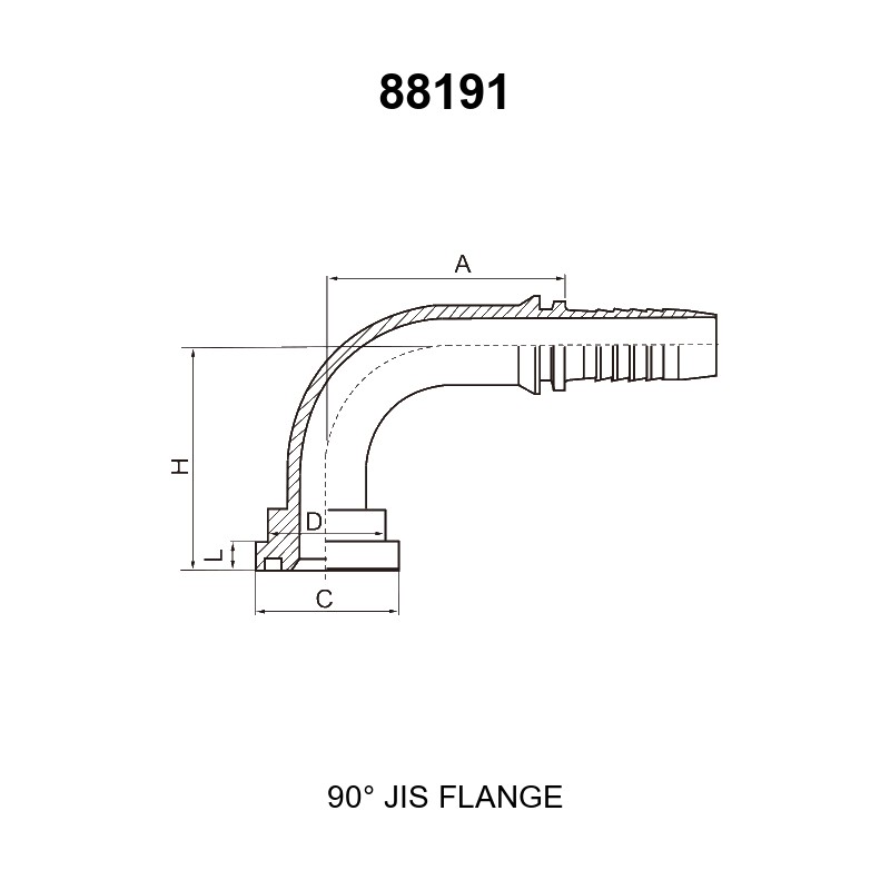 90 degree elbow JIS flange hydraulic hose fitting series 88191