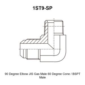 90 degree elbow JIS gas male 60 degree cone BSPT male hydraulic adapter 1ST9-SP