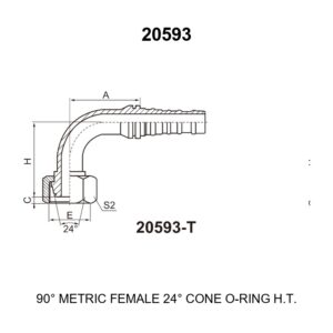 90 degree elbow metric female 24 degree cone o ring heavy interlock hydraulic hose fitting 20593
