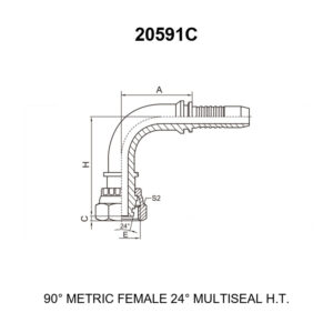 90 degree elbow metric female 24 degree multiseal heavy series hydraulic hose fitting 20591c series