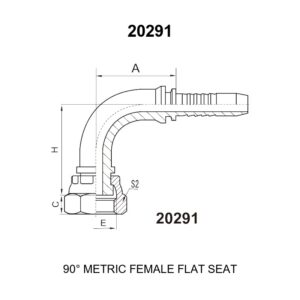 90 degree elbow metric female flat seat hydraulic hose fitting 20291 series