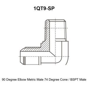 90 degree elbow metric male 74 degree cone BSPT male hydraulic adapter 1QT9-SP