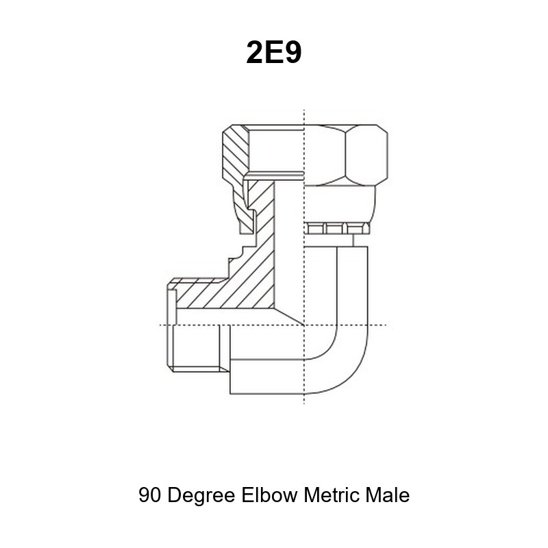 90 degree elbow metric male hydraulic adapter 2E9