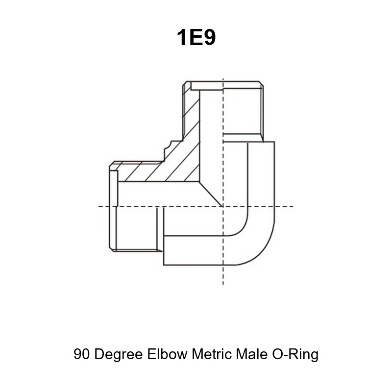 90 degree elbow metric male O-ring hydraulic adapter 1E9
