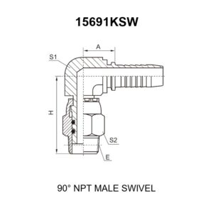 90 degree elbow npt male swivel hydraulic hose fitting 15691ksw