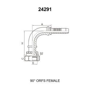 90 degree elbow ORFS female hydraulic hose fitting series 24291 with O-ring face seal