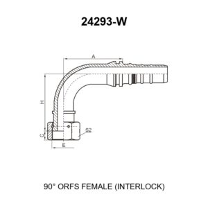 90 degree elbow ORFS female interlock hydraulic hose fitting series 24293-W