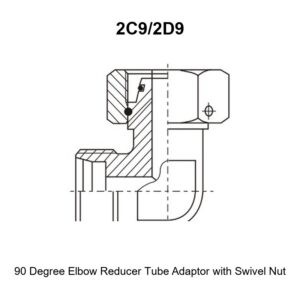 90 degree elbow reducer tube adaptor with swivel nut hydraulic adapter 2C9/2D9
