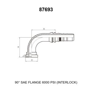 90 degree elbow SAE flange 6000 psi interlock hydraulic hose fitting series 87693