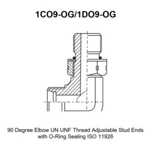 90 degree elbow UN UNF thread adjustable stud ends with O-ring sealing ISO 11926 hydraulic adapter 1CO9-OG/1DO9-OG