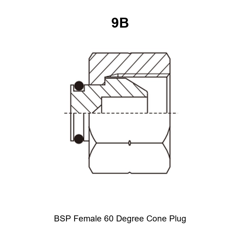 BSP female 60 degree cone plug hydraulic adapter 9B