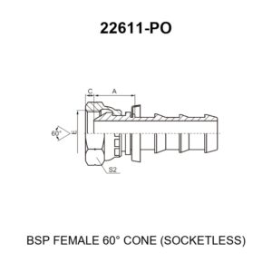 bsp female 60 degree cone fitting 22611 po