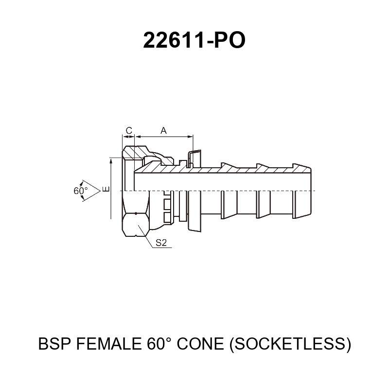 bsp female 60 degree cone fitting 22611 po