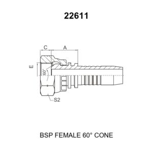 bsp female 60 degree cone fitting 22611 series