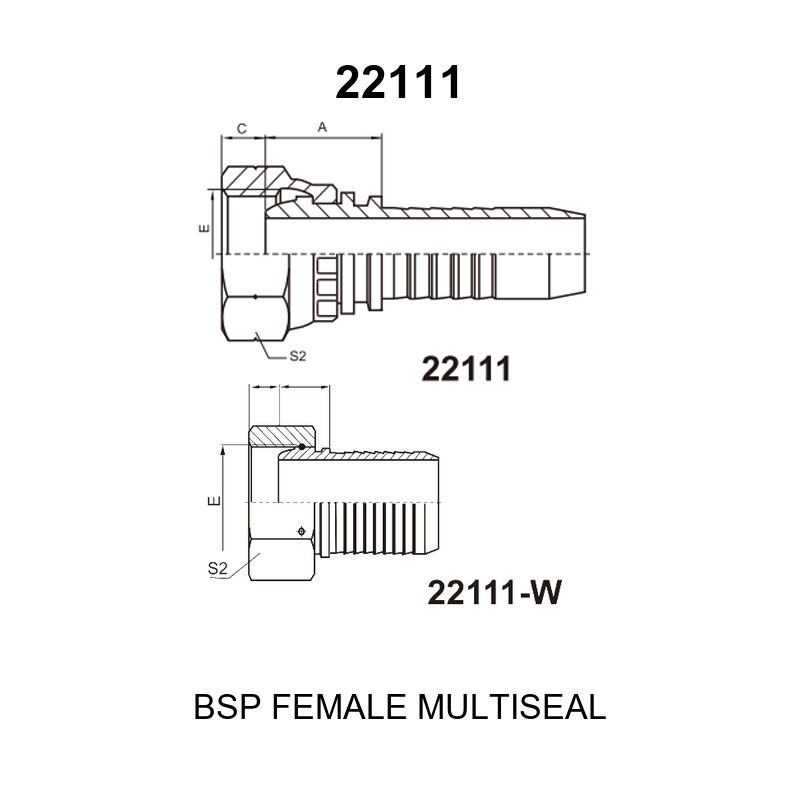bsp female multiseal fitting 22111 series