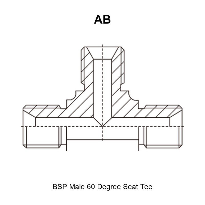 BSP male 60 degree seat tee hydraulic adapter AB