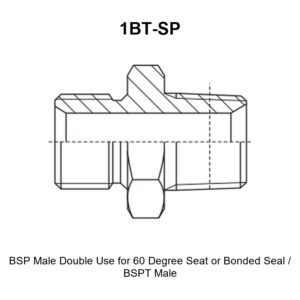 BSP male double use for 60 degree seat or bonded seal BSPT male hydraulic adapter 1BT-SP