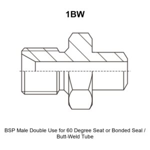 BSP male double use for 60 degree seat or bonded seal butt-weld tube hydraulic adapter 1BW